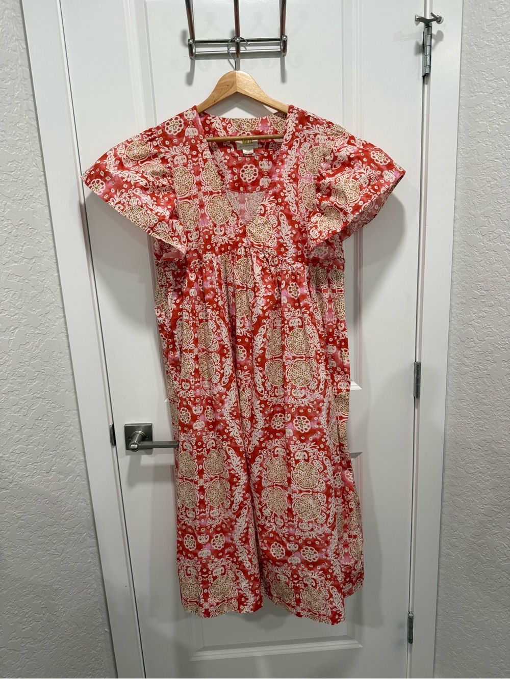 Anthropologie Maeve Printed Flutter-Sleeve Babydoll Dress Size Medium - Picture 9 of 11